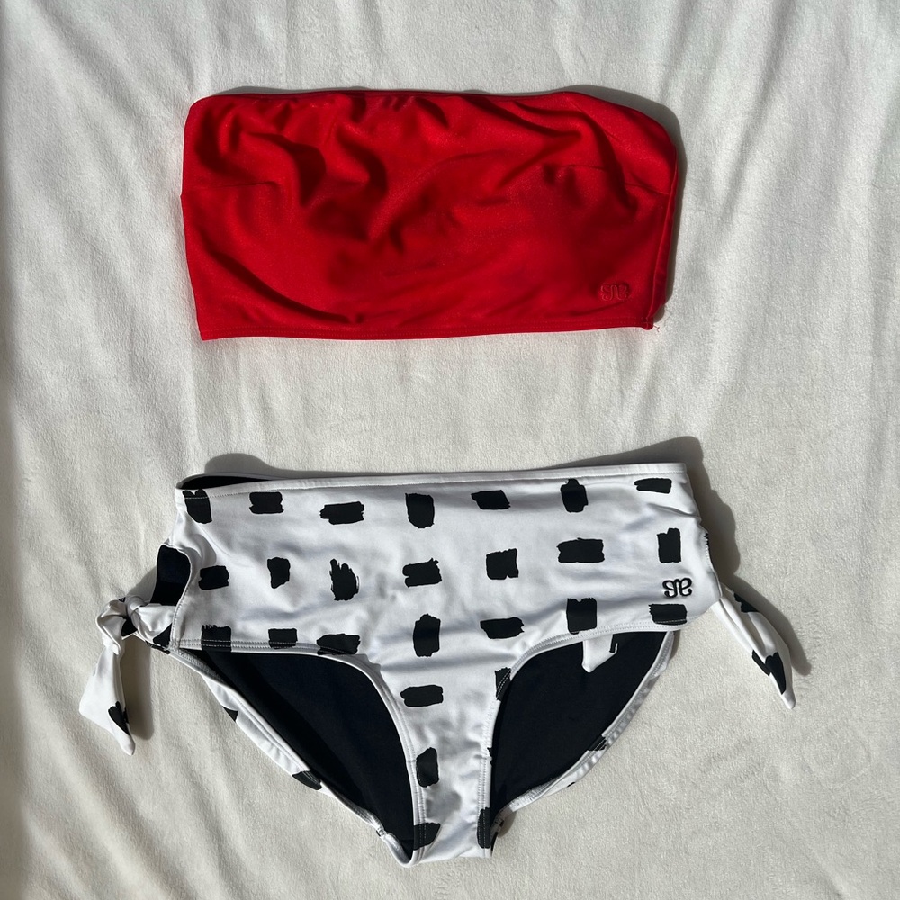 Albion Fit - Stylish Red and Black Bikini Set